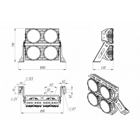 Светодиодный светильник прожектор FHB 19-920-850-F15